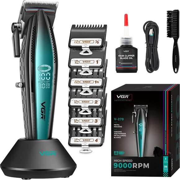 NEW VGR 270 Professional Hair Clippers, Cordless, 6 guide combs, LED - Picture 1 of 10